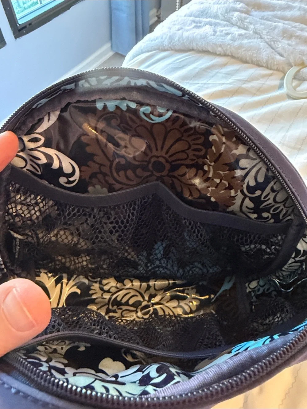 Vera Bradley Quilted Deep Navy Cosmetic plastic lined bag